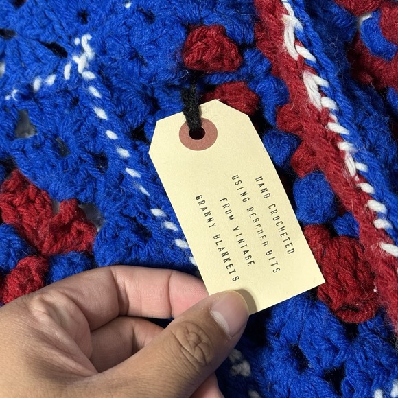 VTG 90s Handmade Grandma Crochet Oversized Open Cardigan One Size Fits Most - Picture 3 of 8